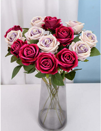 Artificial Rose Flower Red Silk Roses with Stem Wedding Party Home
