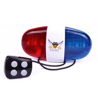 Bicycle Bike Horn Bell Police Car Light 6 LED 4 Loud Siren Sound with Remote