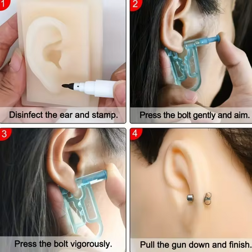 1-piece Ear Piercing Kit - Durable Steel Ball Studs & Stylish Earrings, Safe