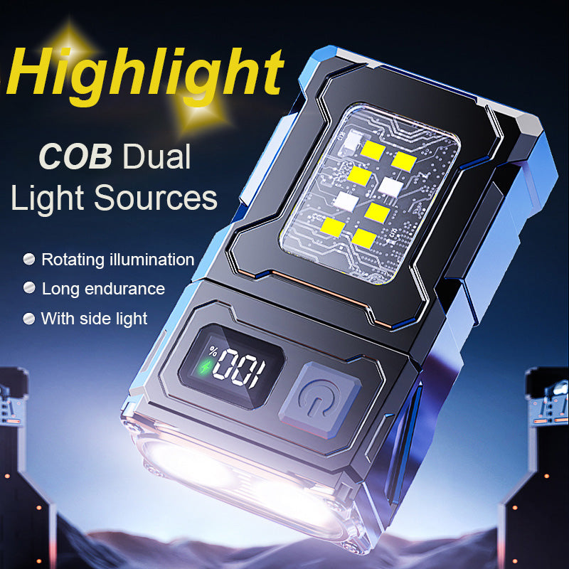 COB LED Adjustable Keychain Flashlight with Magnetic Base