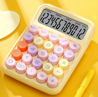 Aesthetic Mechanical Calculator Candy-Colored, Battery-Free with Large