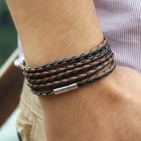 Men's Leather Bracelet - Brown & Black
