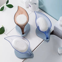 Bathroom Leaf Shape Plastic Soap Box Drain Shelf Stand Storage Plate Tray