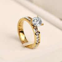 Rings for Women with Big Stone Plated Band with Luxury Stone Setting