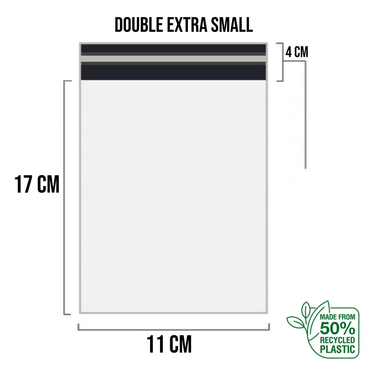 White Shipping Bag Recycled Poly Mailer Flyers Upto 500 Bags [11cm X 17cm +