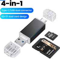 Universal 4-in-1 Otg Card Reader with Type-C & USB Ports - High-Speed Data