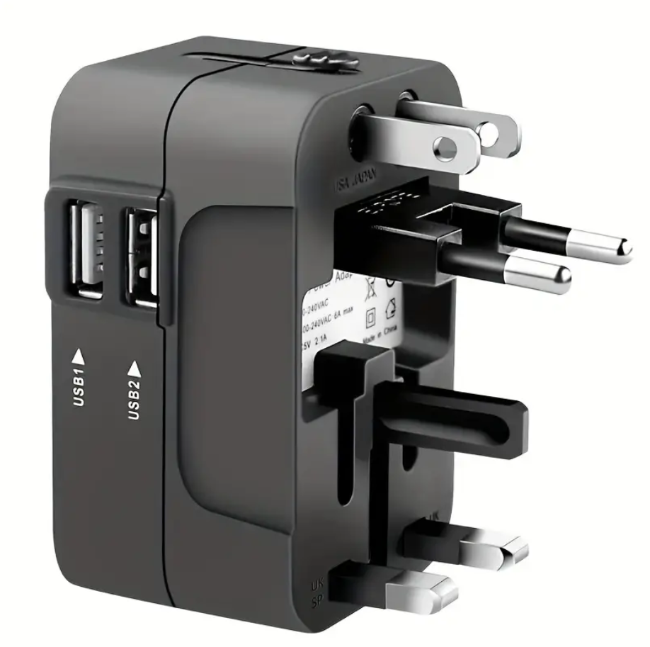Travel Charger with Dual USB Charging Ports, 2 USB Charger, World All in One