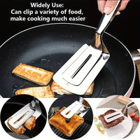 Multi-purpose Stainless Steel Cooking Tongs: Spatula, BBQ Clip, & More