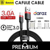 Baseus Cafule Kevlar Nylon Braided Lightning Cable for iPhone and Android.
