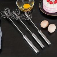 1pc, Semi Automatic Egg Whisk, Stainless Steel Hand Push Whisk, Egg Beater