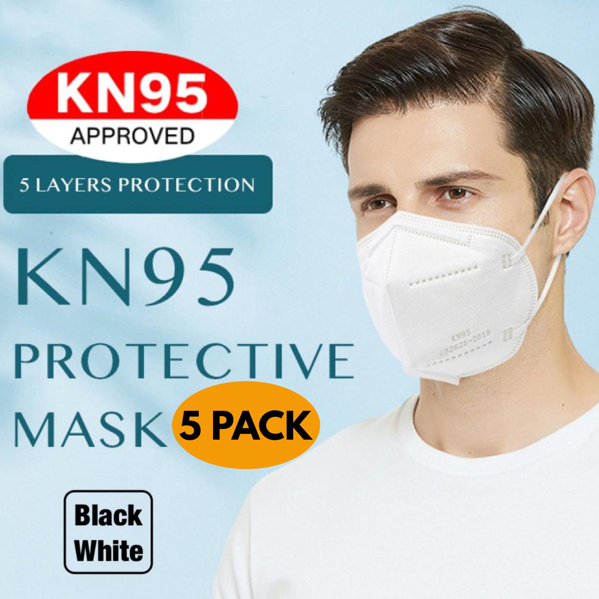 Kn95 Respirator 5ply Face Mask Disposable Breathable Protective Woven