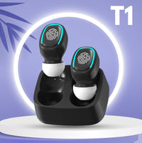 T1 Bluetooth 5.0 Wireless Earphones, LED Digital Power Display Touch-Control