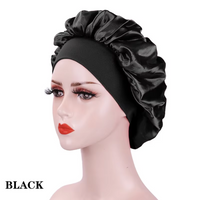 Luxurious Satin Sleep Cap for Women - Wide Elastic Band, Gentle on Hair