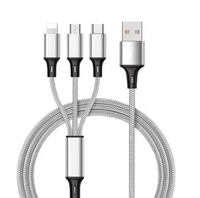 Charger 3 in 1 USB Cable for iPhone, All Android Phones Micro USB and Type C