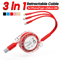 Binboom 3-in-1 Retractable Multi Fast Charger Cable with Type