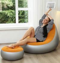Comfortable Inflatable Sofa Set with Footrest 2pcs Air Lounge Chairs for