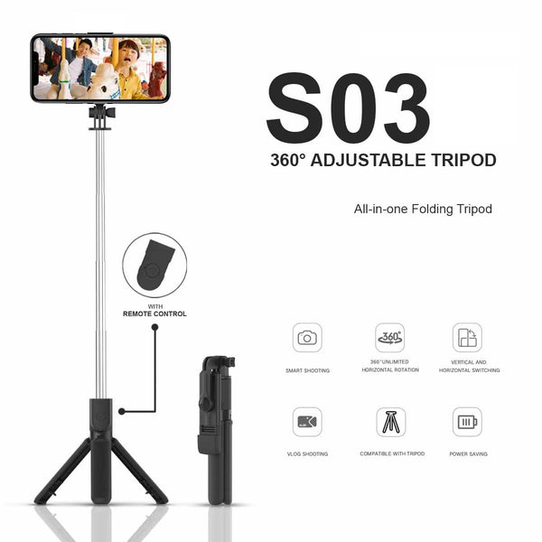 S03 Bluetooth Selfie Stick with Light Selfie Stick Monopod Tripod Remote