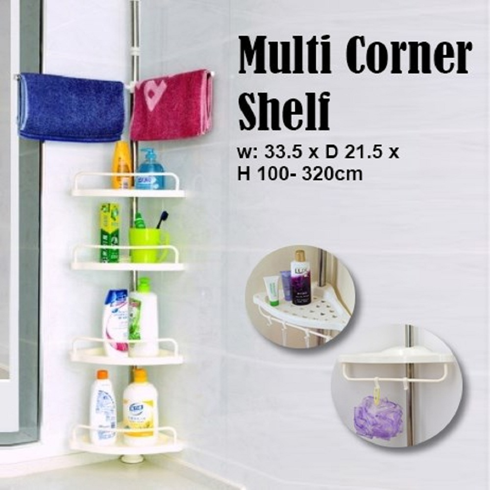 4-layer Non-Perforated Bathroom Shelf, Versatile Corner Storage Shelf