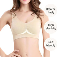 Women Seamless Bras Camisole Underwear Crop Top XXL 3xl Black Pure Color