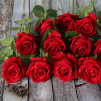 Artificial Rose Flower Red Silk Roses with Stem Wedding Party Home