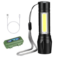 Mini Flashlight COB LED Torch Light Tactical Rechargeable Light Bright Super
