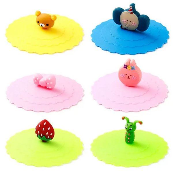 1 Pcs Silicone Drink Cup Lids 10cm Creative Round Mug Cover Reusable Anti