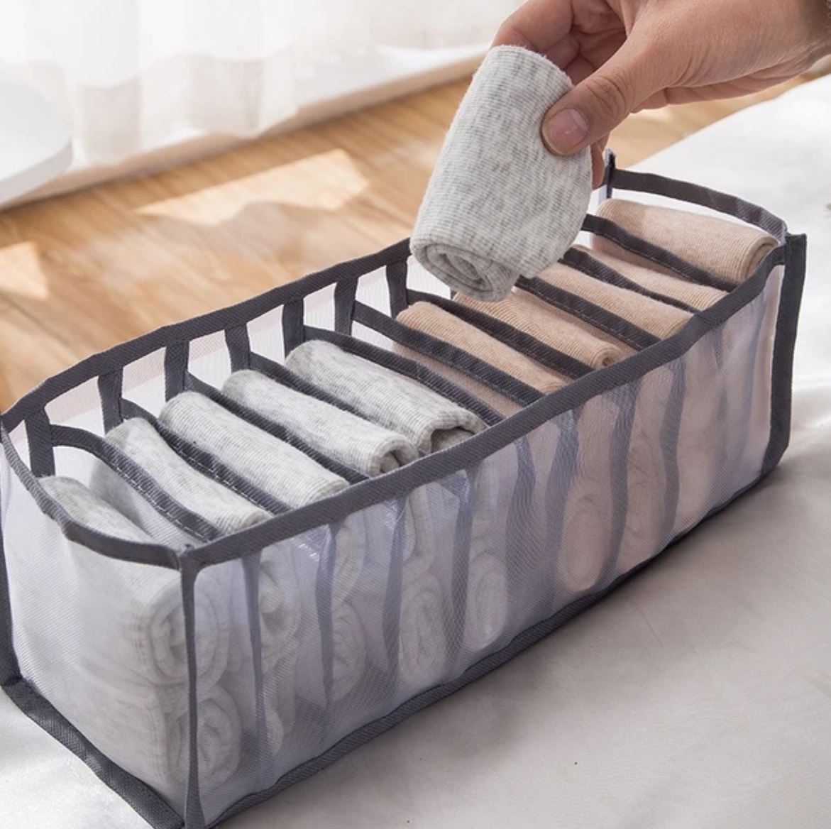 11 Compartment Home Collapsible Underwear Storage Box Nylon Organizing