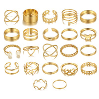 Set of 22 Elegant and Simple Style Women's Fashion Stackable Open Rings Set