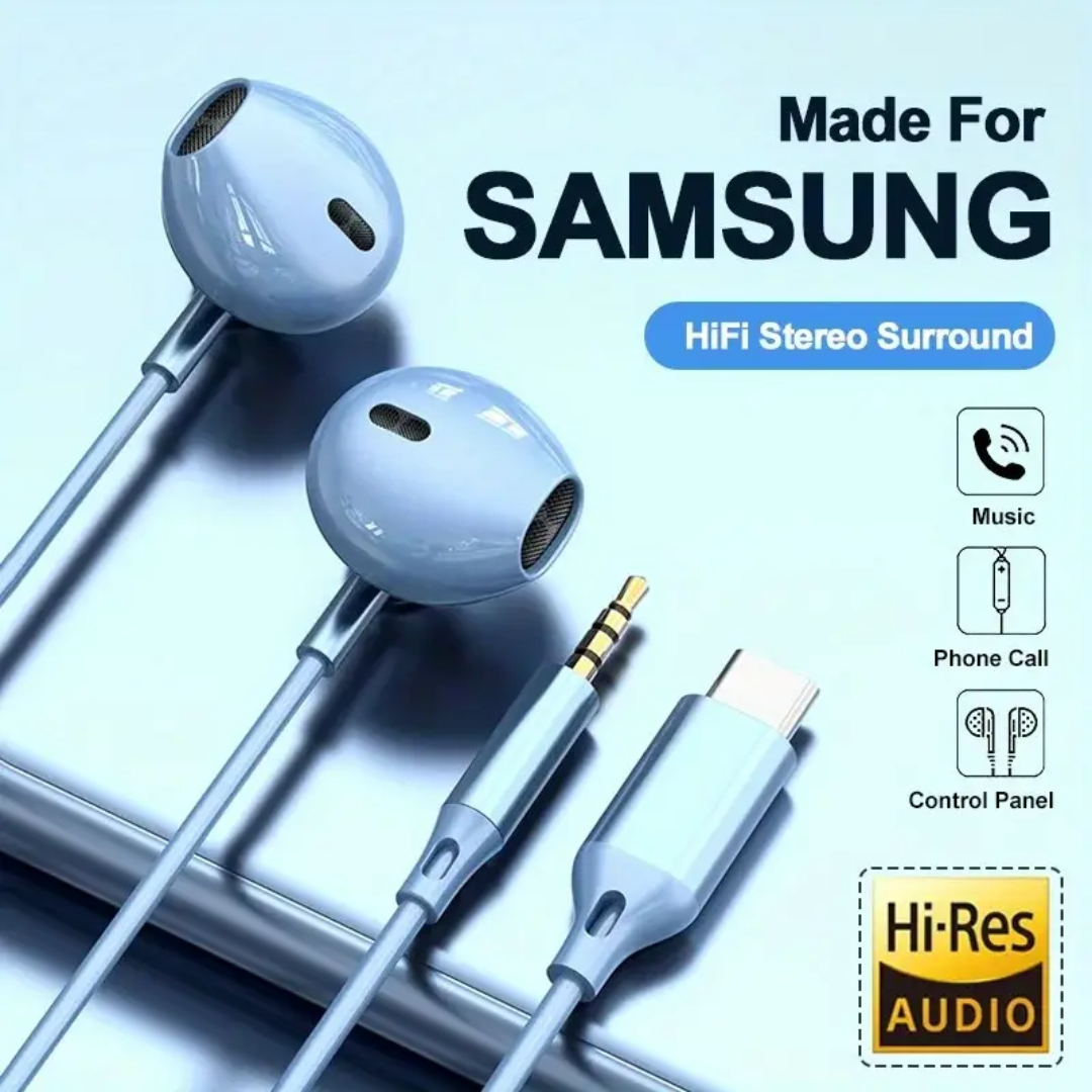 Hifi Wired In-Ear Headphones with Volume Control, USB Type C & 3.5mm