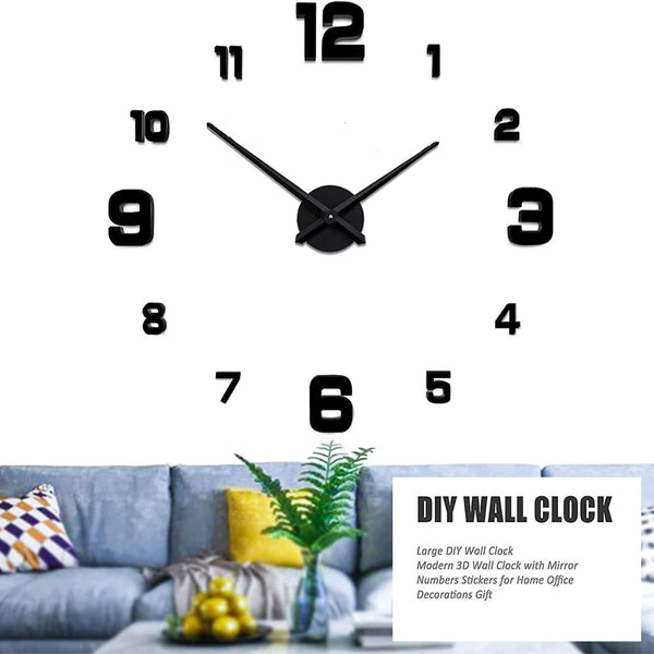 Creative Frameless DIY Wall Clock Wall Decal Home Silent Clock Living Room
