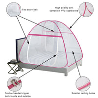 Foldable Mosquito Net (6 Ft) One Side Zipper with Bottom Layer Net