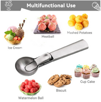 Premium Stainless Steel Ice Cream Scoop with Trigger Fruit Scoop Frozen