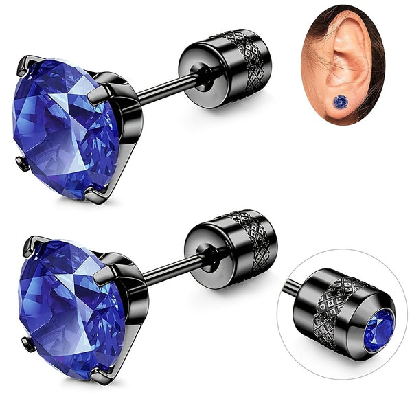 Pair of 4mm White Synthetic Zirconia Earrings with Floral Relief Design and