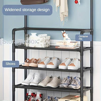 Black Five Layer Coat and Hat Rack, Simple Plastic Multifunctional Storage