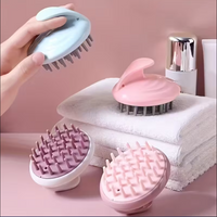Waterproof Pink Shampoo Applicator Brush Tool for Dandruff Removal, Promotes