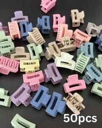 50pcs Mini Solid Color Hairpin Set Cute Rectangular Plastic Hairpin