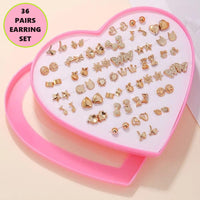 Design Random 36 Pairs/Lot Lovely Mini Earing Cute Snowflakes Cat Butterfly