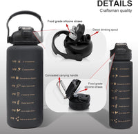 3 Pack Water Bottles Set with 2l Large Bottle 900ml Portable Bottle and