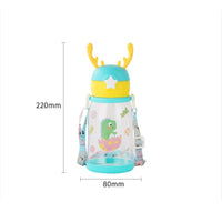 600ml Kids Water Sippy Cup Antler Creative Cartoon Baby Cups with Straws