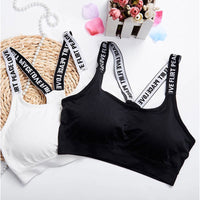 Women Sport Bra Fitness Letters Yoga Wrap Chest Bra Running Yoga Gym Fitness
