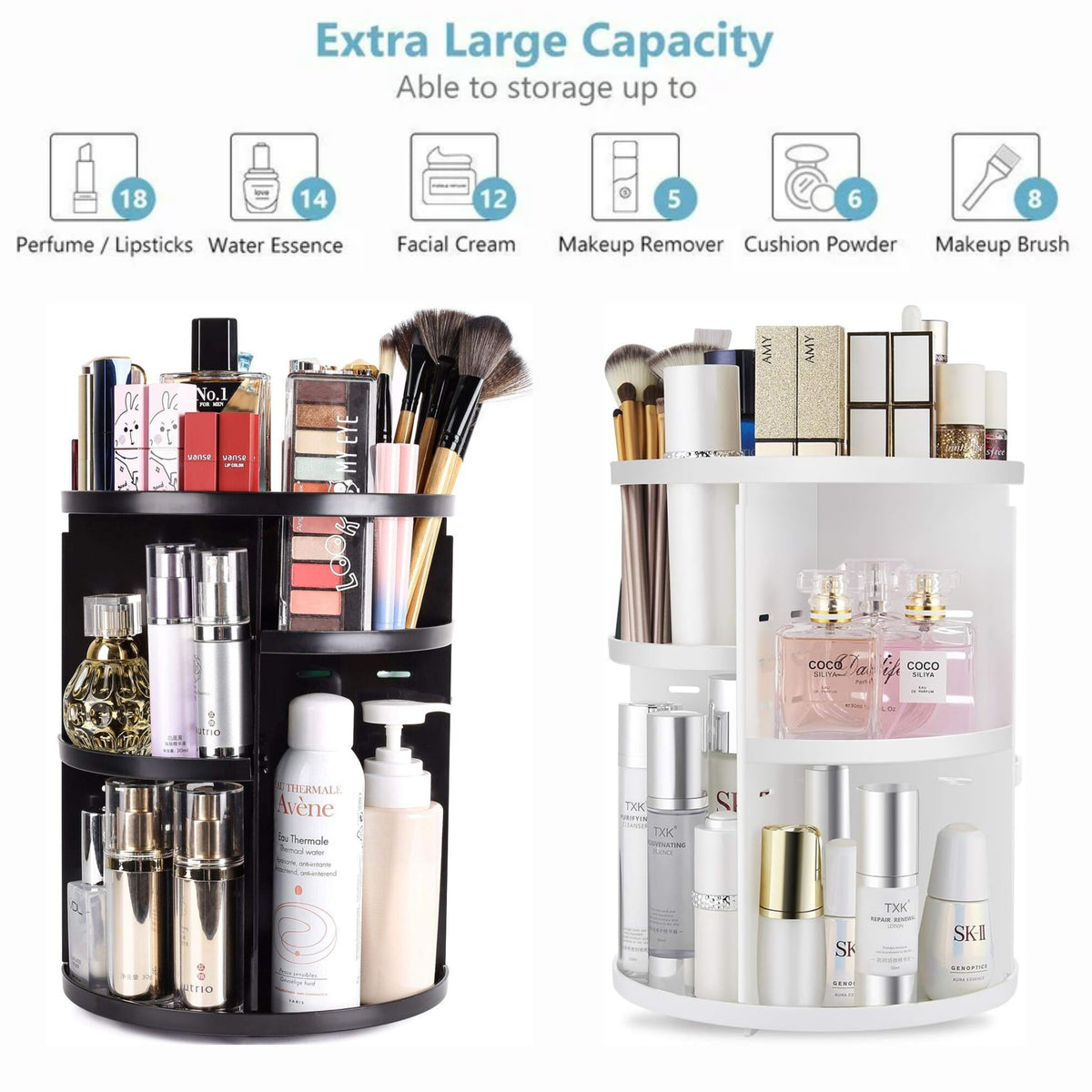 360 Rotating Makeup Organizer, DIY Adjustable Makeup Carousel Spinning