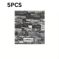 5pcs 3d Wall Stickers Wallpaper Foam Soft Tiles, Bedroom Faux Brick