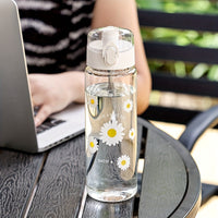 Portable Large Capacity Plastic Water Bottles with Sun and Flowers Design