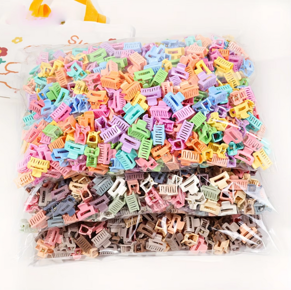 50pcs Mini Solid Color Hairpin Set Cute Rectangular Plastic Hairpin