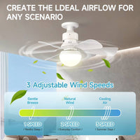 Ceiling Fans with Lights and Remote, 40w E27 Socket Fan Light, Quiet Ceiling