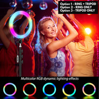 10 Inch RGB Ring Light with Stainless Steel Stand Tripod and Phone Holder