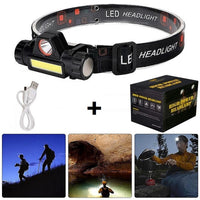 Led Headlamp Super Bright Xpe+cob USB Rechargeable Built-in Battery Durable
