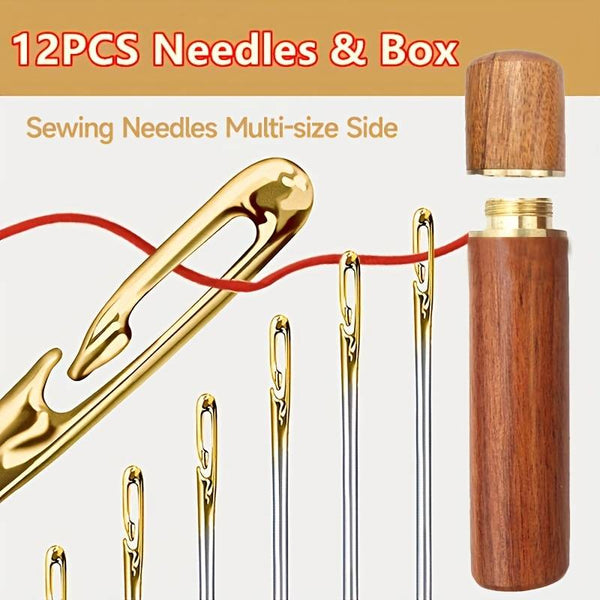 12-piece Assorted Self Threading Needles Set - Convenient Side Opening