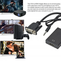 Full HD 1080p Vga to Hdmi Converter Adapter Cable with Audio Output Vga HD