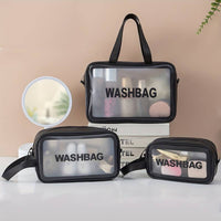3pcs Portable Travel Wash Bag Female Transparent Waterproof Makeup Storage